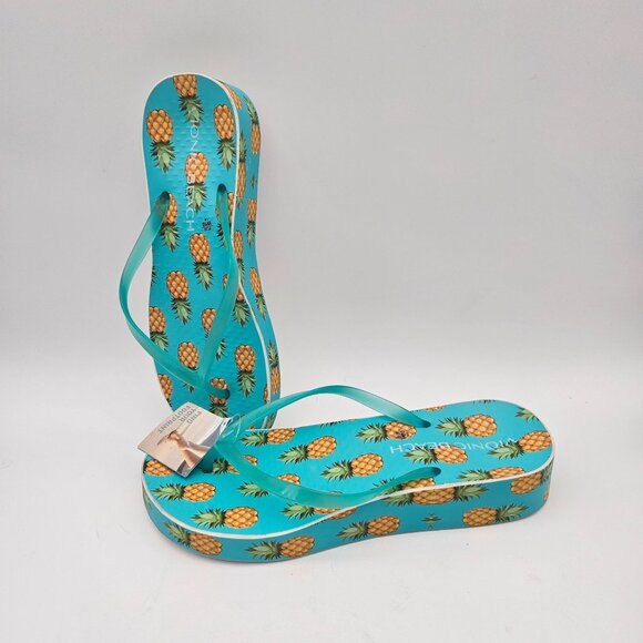 Vionic Beach Noosa Platform Flip Flops Pineapples Womens Sz 10 NEW - Picture 1 of 7